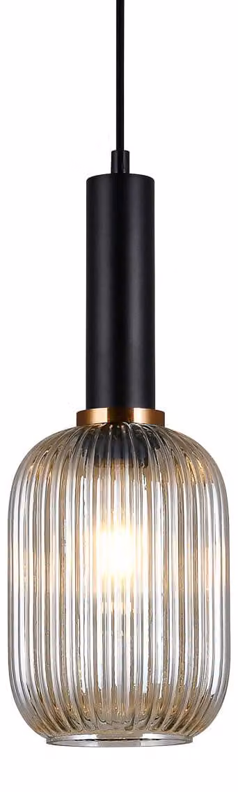 Italux PND-5588-1M-BK+AMB Lampada a sospensione Antiola D150mm 1x40W E27 nero, color ambra