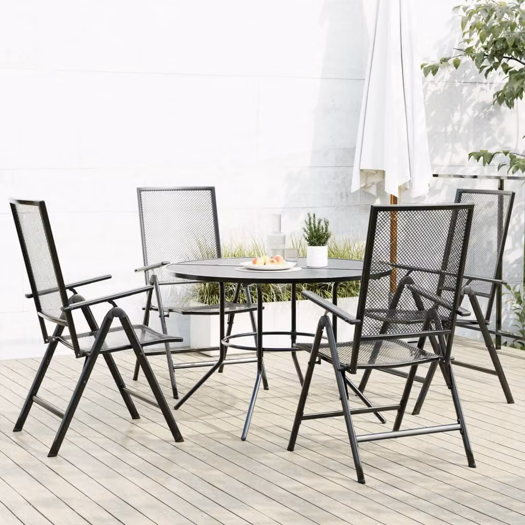 Maison Exclusive - Set di sedie da giardino, 5 pezzi, regolabili, in acciaio verniciato a polvere