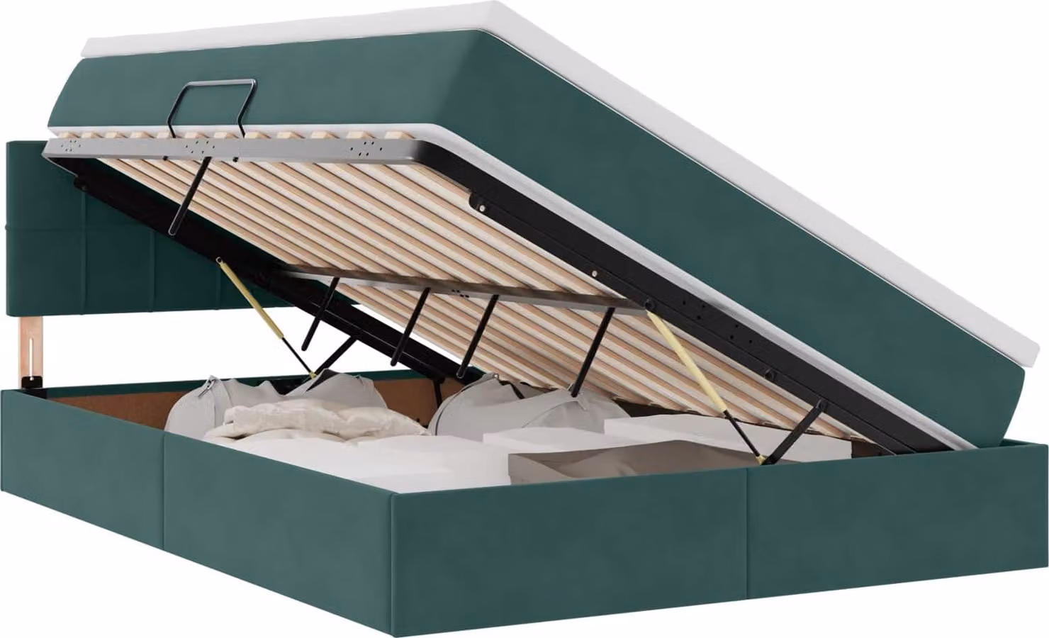 Letto con contenitore LED e materasso Verde Scuro 140 x 200 cm