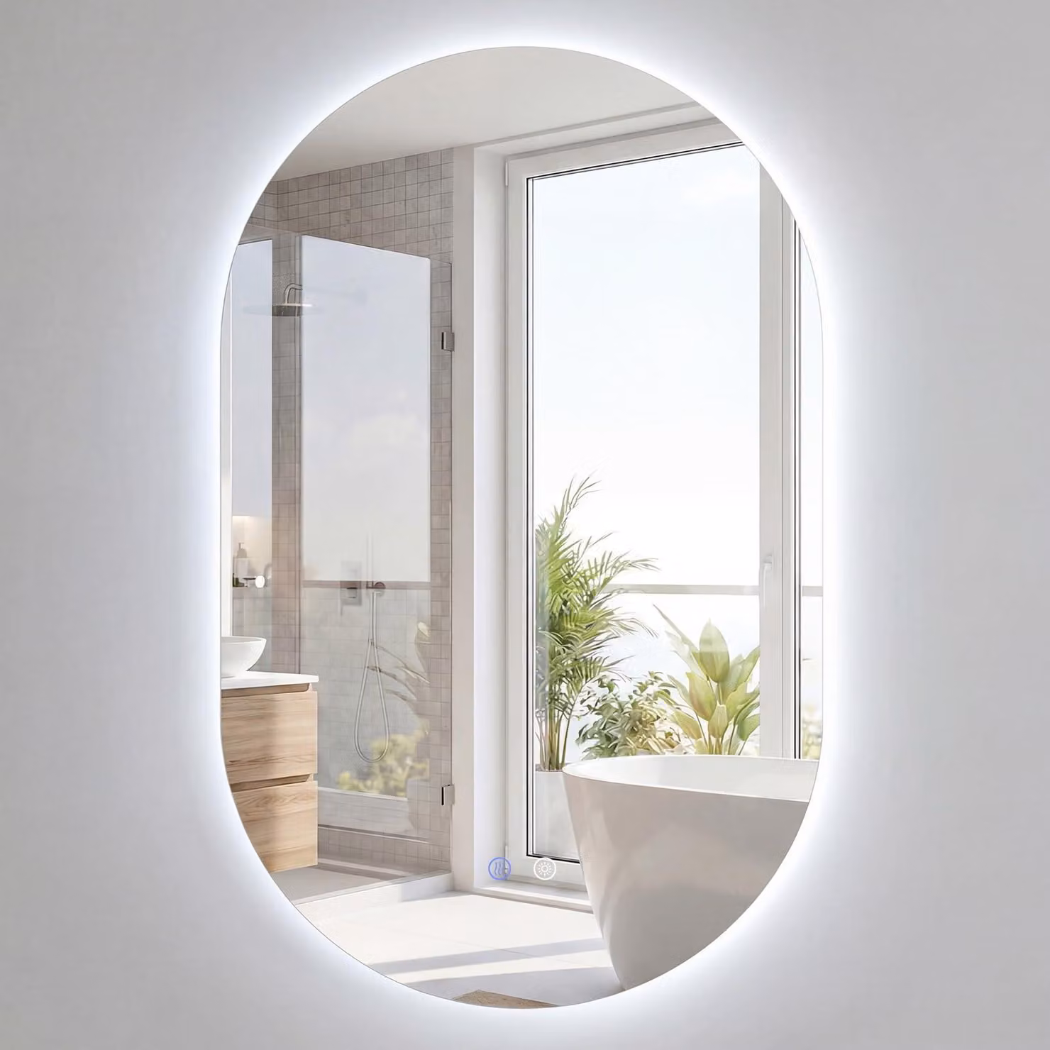 Specchio da bagno a LED ovale, 80x50 cm, con 3 temperature di colore e funzione antiappannamento