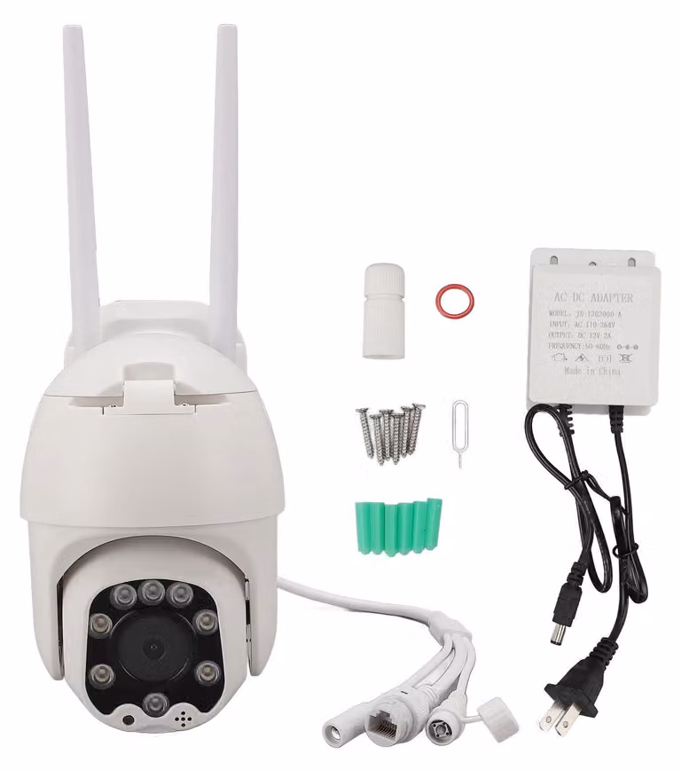 Telecamera di sorveglianza Wi-Fi per esterni, con angolo di visione di 320 gradi, comunicazione bidirezionale, risoluzione HD da 3 MP, sistema di monitoraggio intelligente con visione notturna per uso esterno