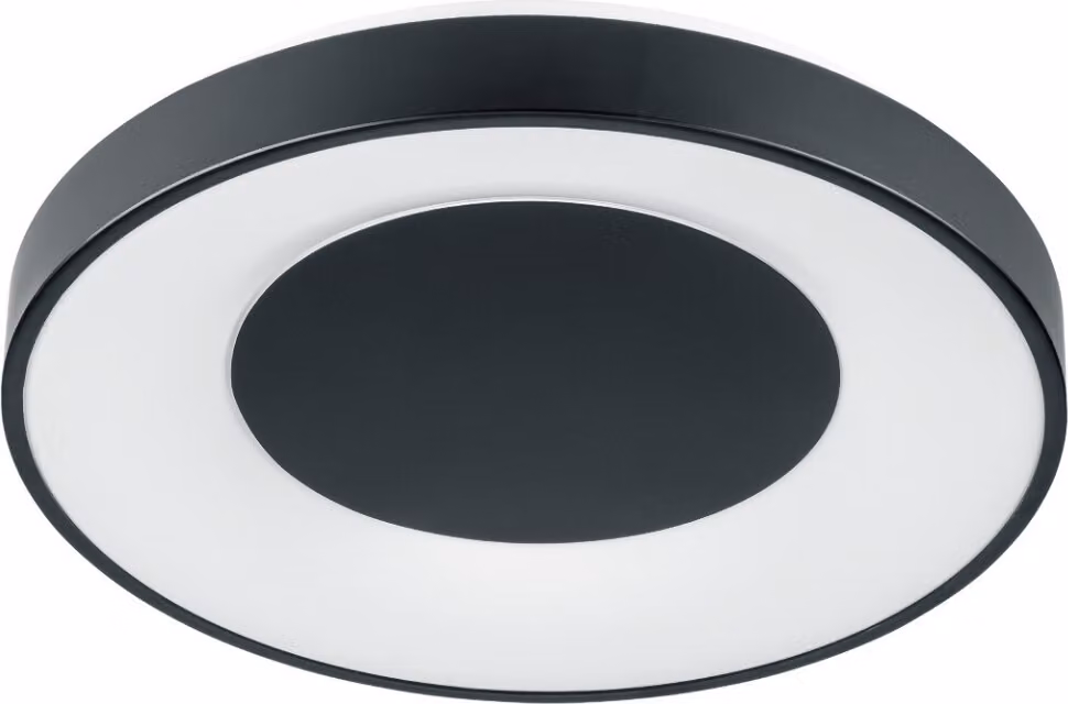 Plafoniera LED rotonda con telecomando WITOLD bianco e nero 48W, tonalità di bianco 5300 lm, materiale plastico, dimensioni: 6,5 x 38,5 x 38,5 cm, IP44, Polux