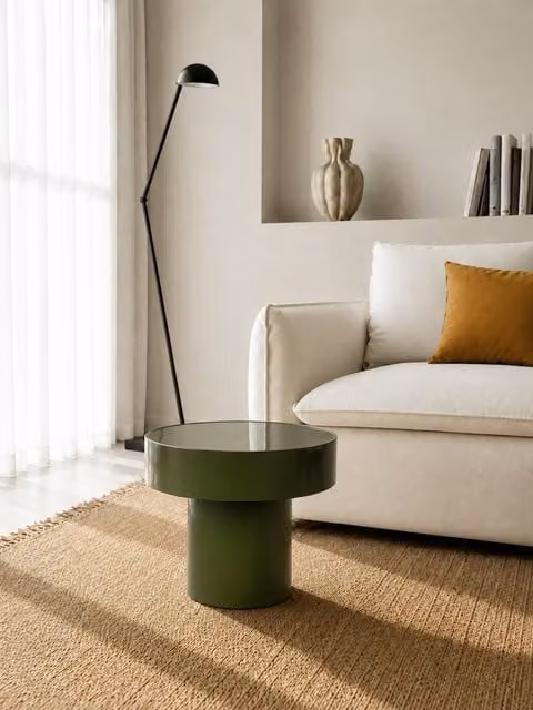 Copertura per tavolino da caffè rotondo verde in vetro e metallo Kenay Home Diametro: 60 cm