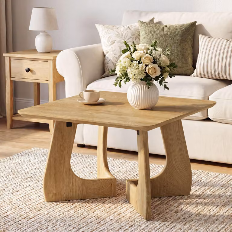 Tavolino da salotto di 80 cm, comodino rustico, tavolino ausiliario con gambe incrociate, tavolino di design mid-century