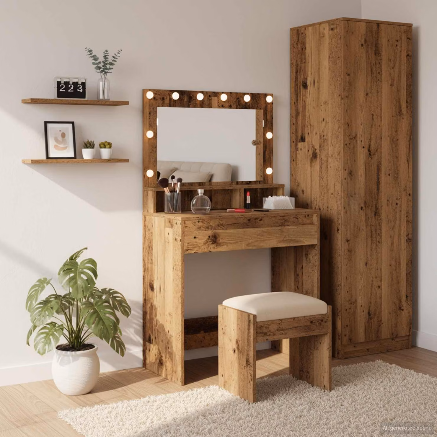 vidaXL Tavolo da Trucco Moderno in Legno Marrone L: 75,5 cm, P: 41 cm, H: 135 cm