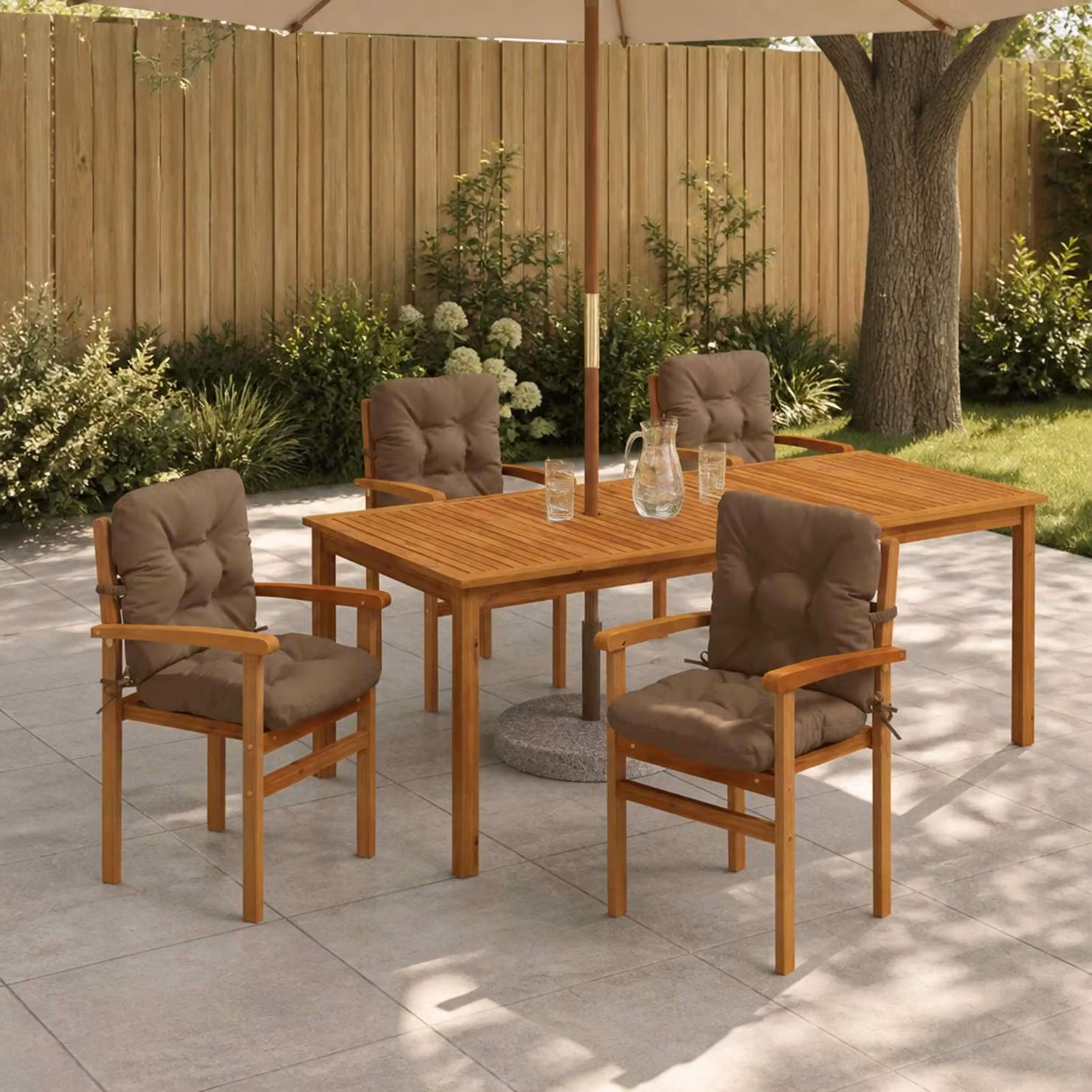Set di 6 cuscini per sedia alta vidaXL VIANEN in poliestere con imbottitura in schiuma, lavabili e resistenti ai raggi UV, disponibili in beige, grigio o marrone