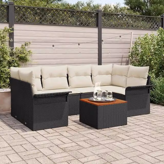 Set Divano da Giardino 7 pz Nero polyrattan 3347278