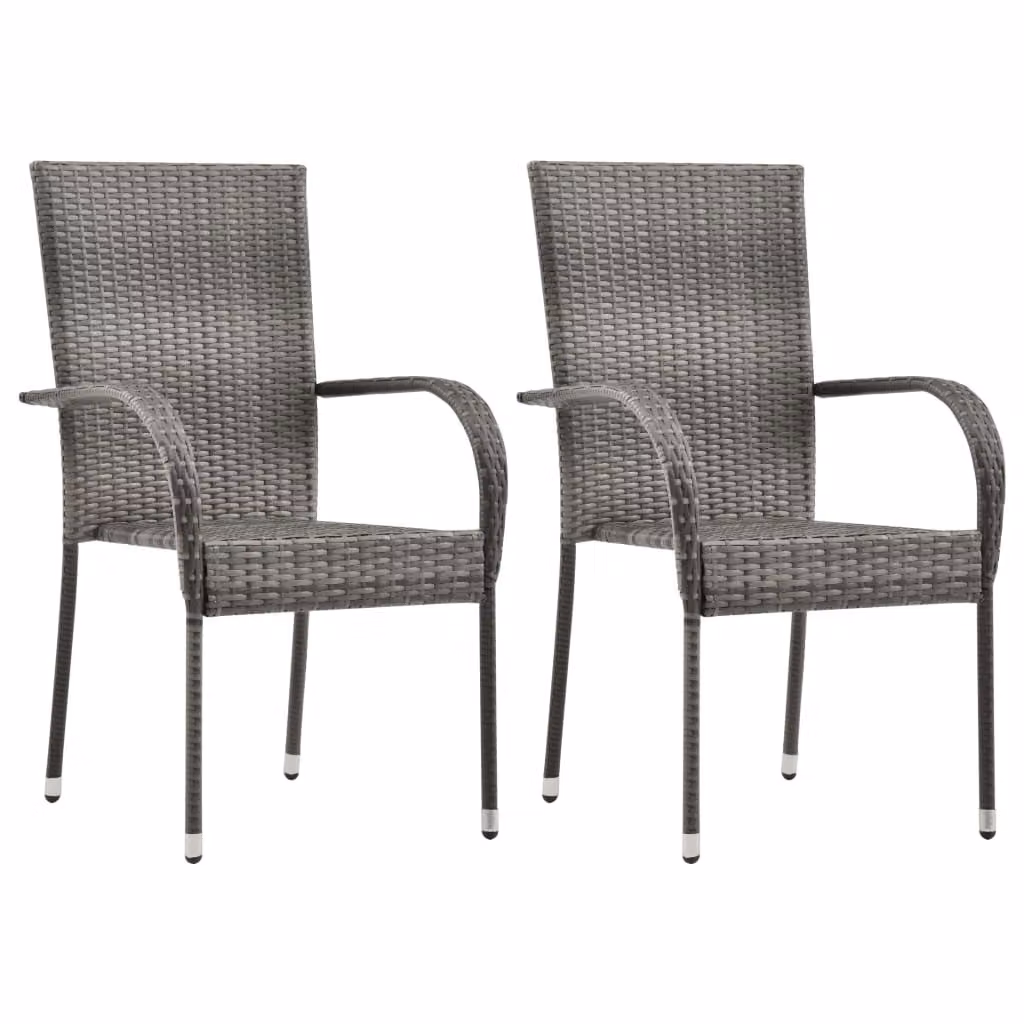 vidaXL set da pranzo da giardino 3 pezzi in polirattan grigio