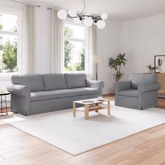Set di divani 2 pz Grigio chiaro Tessuto 3407618