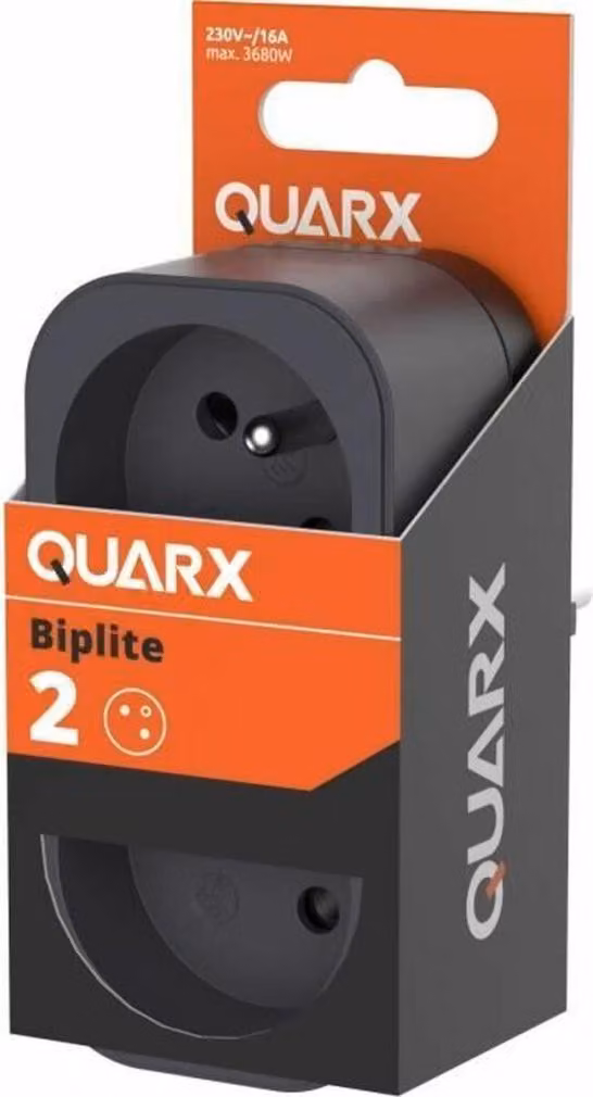 Biplite - QUARX - 2P 16A - Nero e grigio antracite, conforme NF