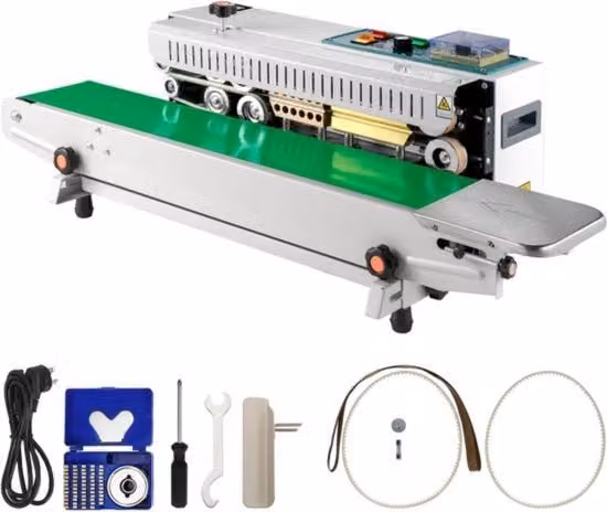 Macchina per sigillatura automatica industriale a nastro in acciaio color argento