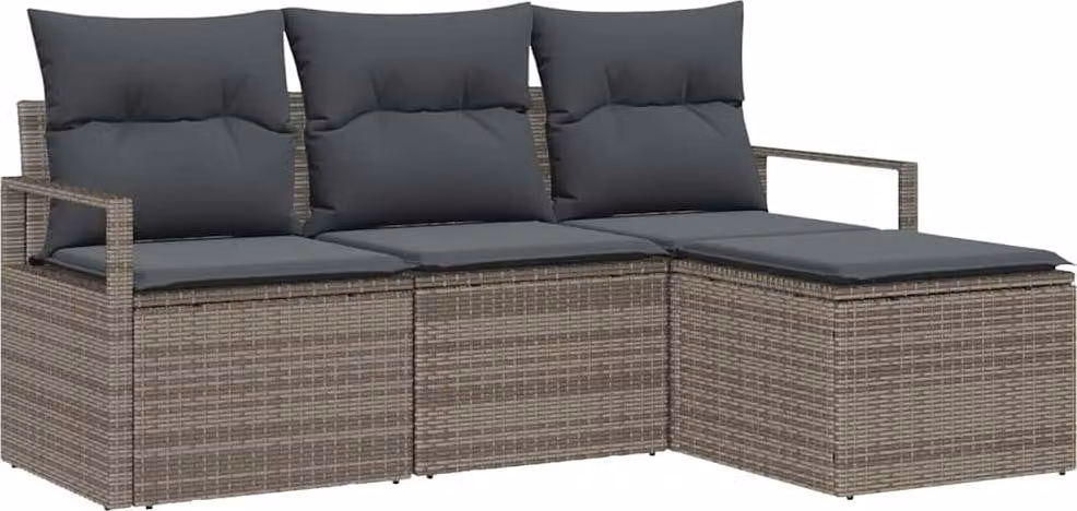 Set di divani 4 pcs Grigio polyrattan