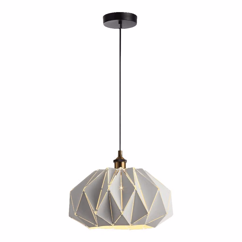 CATANIA lampada a sospensione 1xE27/40W bianco opaco/ottone antico L: 35cm L: 35cm H: 118cm dimmerabile