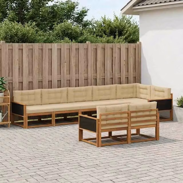 Set di divani da esterno 8 pz Naturale e Beige 3382656