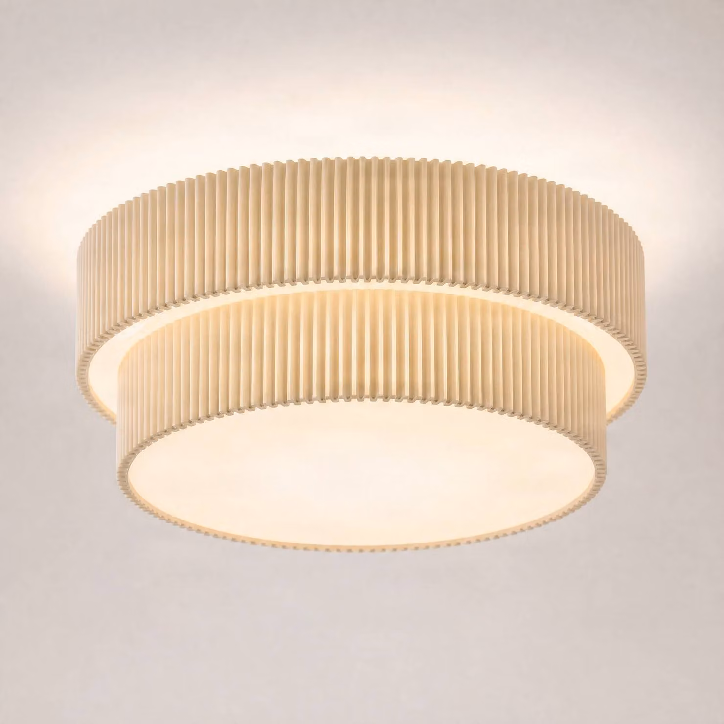 Plafoniera soffitto Tazia Lindby, dimmerabile, Crema / Ambra, Soggiorno / Sala da pranzo, Tessuto / Stoffa / Seta, Plafoniera