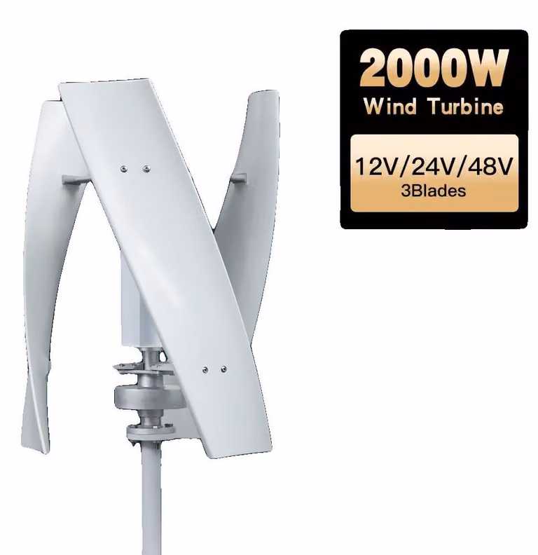 Turbina eolica, asse verticale, funzionamento silenzioso, con controller, 2000W, 24V