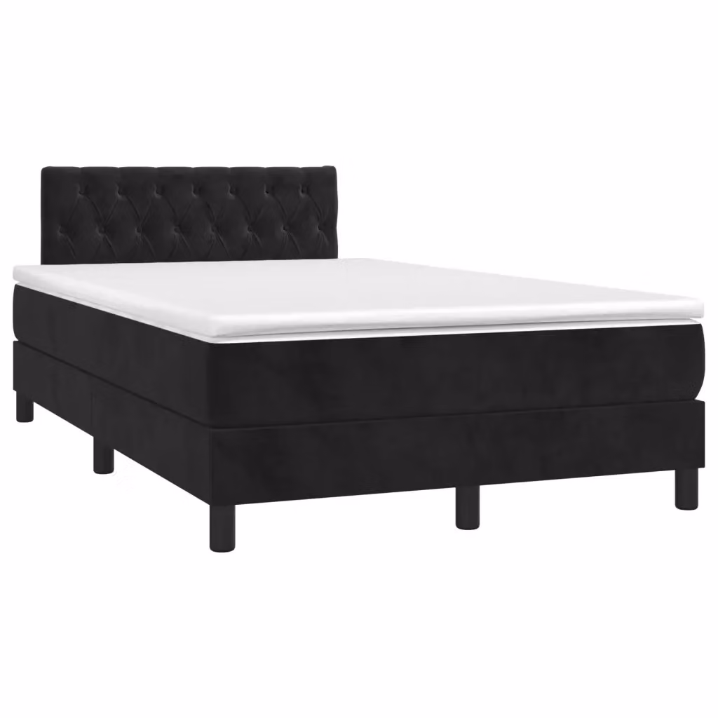 Letto Ibrido vidaXL con Struttura in Legno di Pino e Rivestimento in Velluto Nero e Bianco L/P/H: 120 x 200 x 30 cm – 2