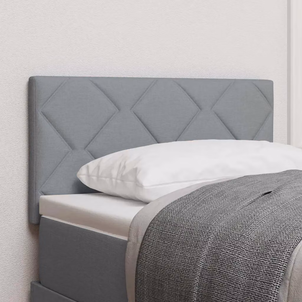Testiera per letto moderna vidaXL in tessuto grigio con struttura in legno e pannello imbottito