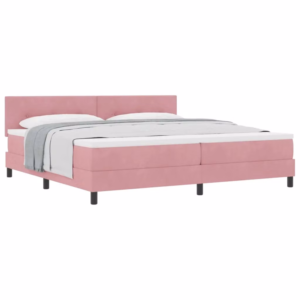 Letto con testiera in velluto rosa vidaXL L/P/H: 203 x 200 x 280 cm – 2