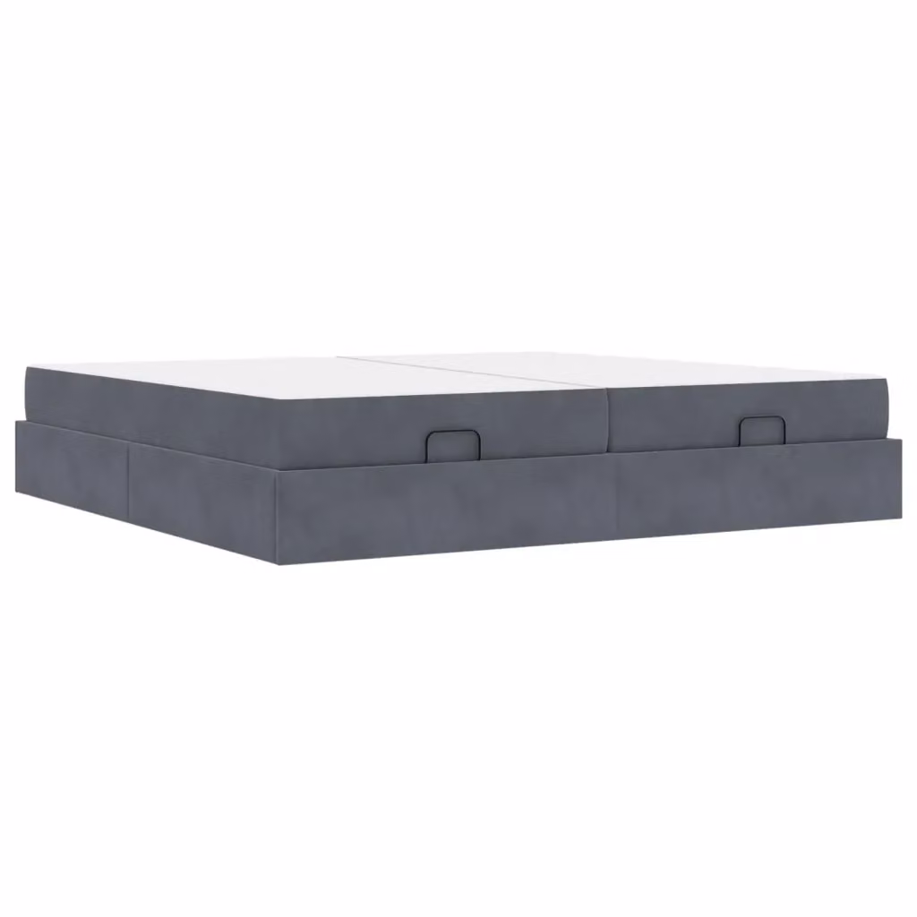 vidaXL Struttura letto con 2 materassi in velluto grigio con cassetti L/P/H: 200 x 200 x 43,5 cm – 2