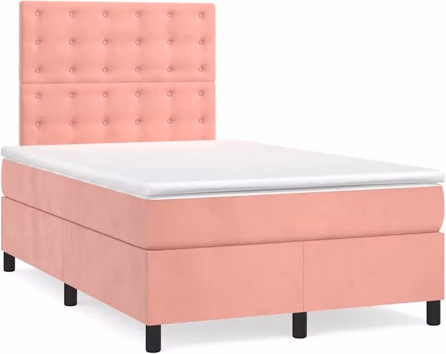 Letto a Molle con Materasso e LED Rosa 120x190 cm in Velluto 3270340