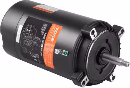 Motore di ricambio per pompa piscina VEVOR 0,75 HP 56J, 115V/230V, 3450 giri/min, flangia rotonda, rotazione antioraria, nero