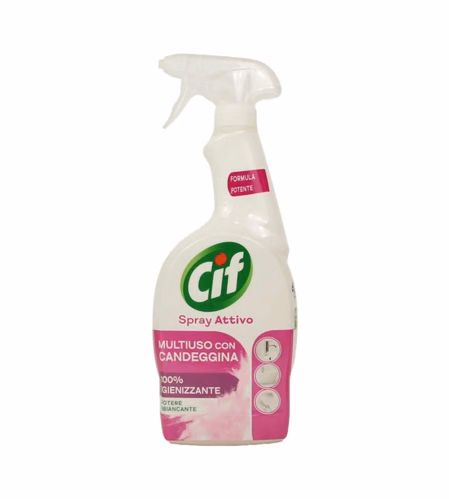Cif Spray Attivo con Candeggina, 650 ml, Detergente Multiuso per Superfici