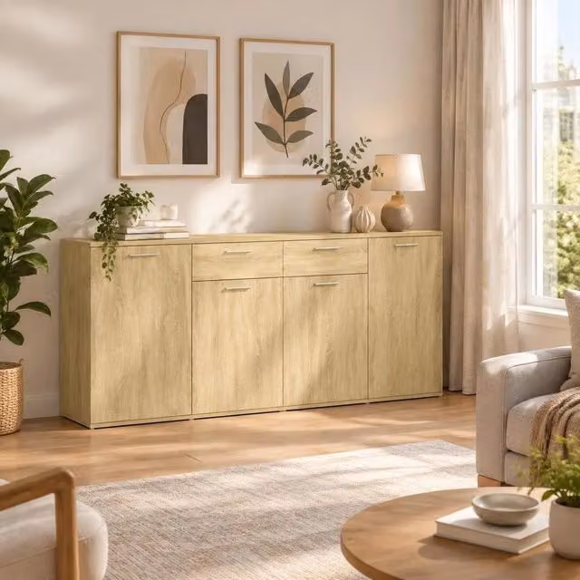 Sideboard Sonoma Oak 160x36x75 Cm Wood Material