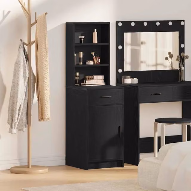 Credenza moderna vidaXL in legno MDF nero L/P/H: 41 x 40 x 135 cm