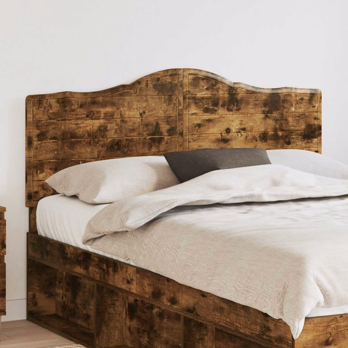 Testiera per letto moderna vidaXL in legno ingegnerizzato rovere fumé marrone L: 163 cm, H: 123,6 cm, P: 3 cm