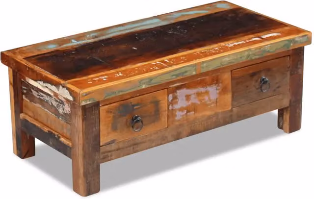 Tavolino da caffè rettangolare vidaXL in legno di teak, mango e acacia color marrone antico L: 90 cm, P: 45 cm, H: 35 cm