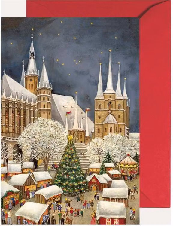 Mini calendario dell'Avvento con la Cattedrale di Erfurt e un motivo artistico di Anne Götze