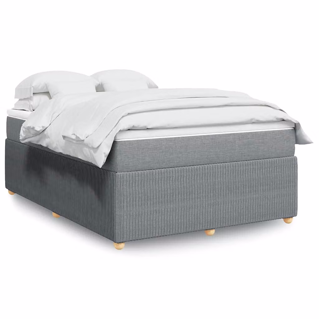 vidaXL Giroletto a Molle con Materasso Ibrido in Tessuto Grigio e Bianco L/P/H: 160 x 200 cm