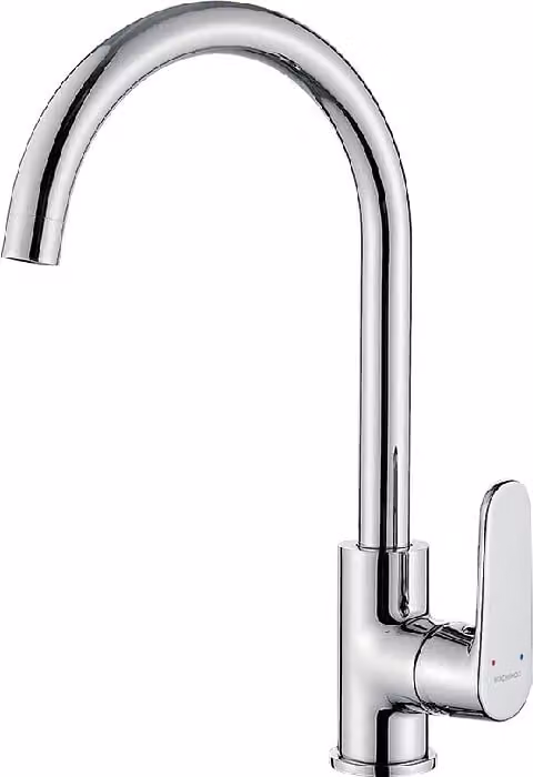Miscelatore per lavabo a U con bocca d'erogazione argentata Dima