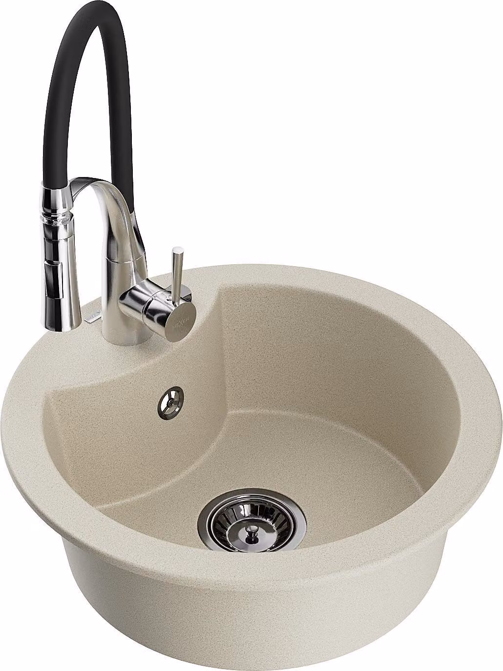 Mexen Diego lavello in granito a 1 vasca con rubinetto da cucina Aster, beige - 6512-69-73450-07-B