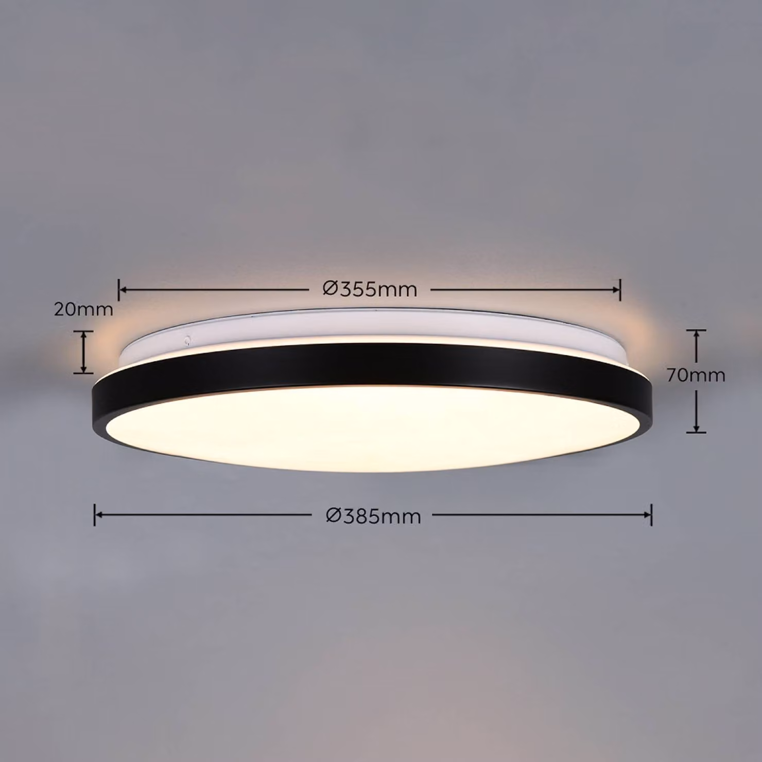 Trio Lighting Plafoniera soffitto Fena, dimmerabile, Nero, Bagno, Metallo, Moderno, Plafoniera