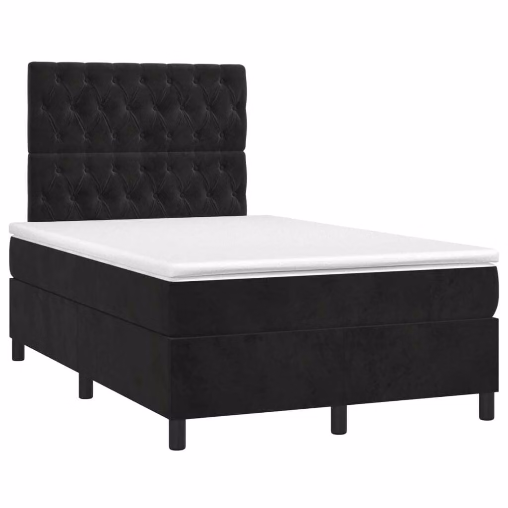 Maison Exclusive - Letto boxspring con materasso e LED nero 120x190 cm velluto