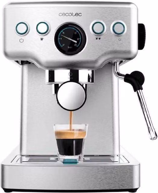 Macchina per espresso Cecotec Power Espresso 20 Barista Mini in acciaio inossidabile color argento con sistema Thermoblock e lancia vapore – 1