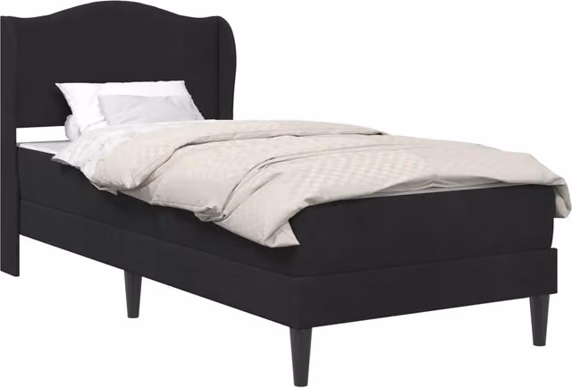Letto singolo | Letto per adulti | Struttura del letto con testiera Nero 90 x 200 cm Velluto