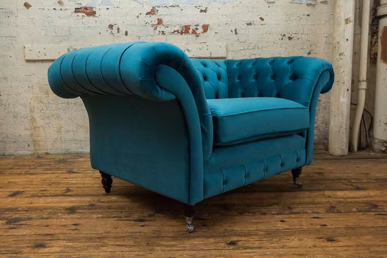 Chesterfield Sofa Couch Polster Garnitur 1,5 Sitzer Sofas Klassisch Einsitzer