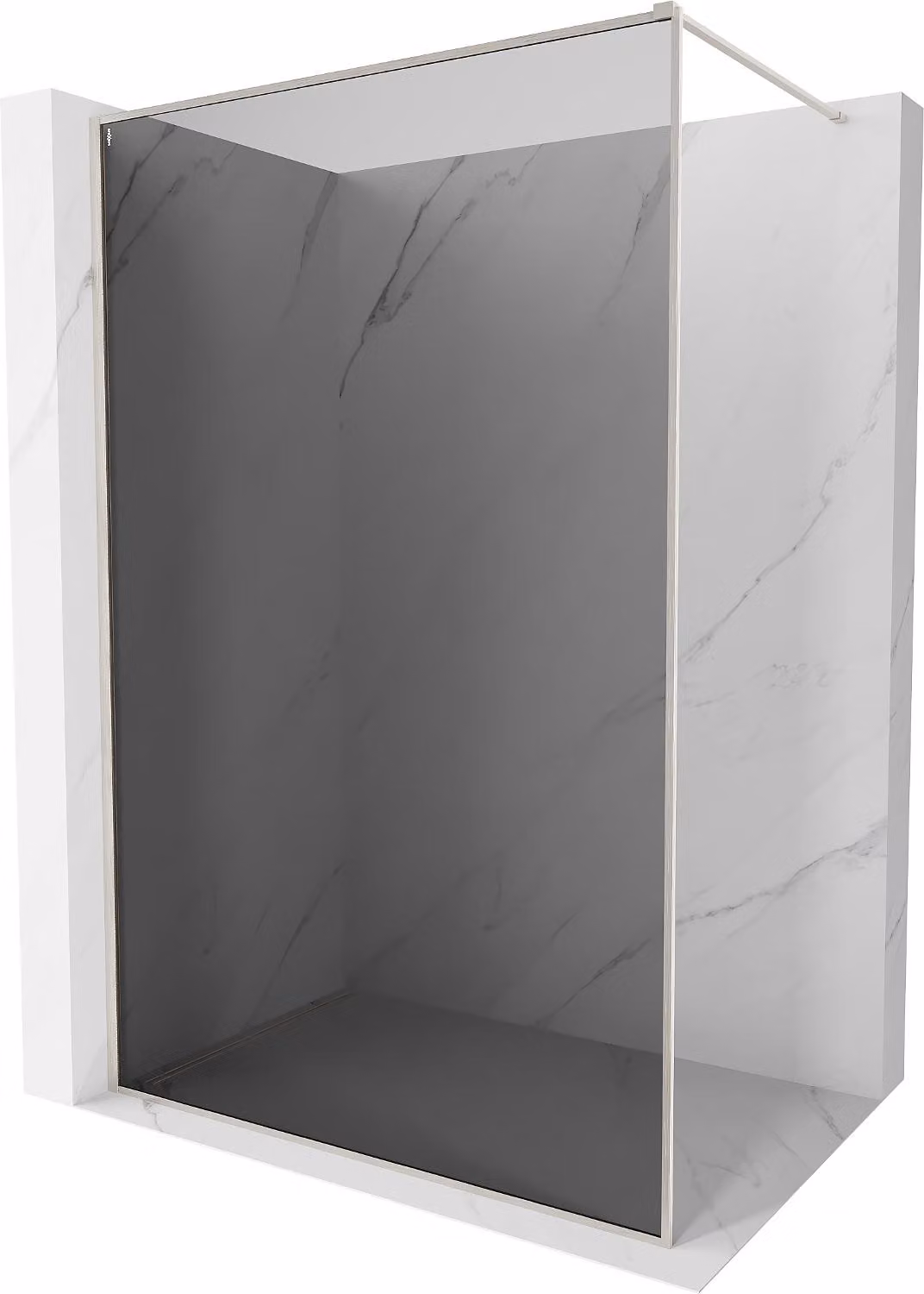 Mexen Kioto-F parete doccia Walk-in con cornice 100 x 202 cm, grafite 8 mm, nichel spazzolato - 800-100-104-97-40