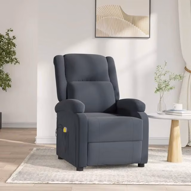 Poltrona Massaggiante Elettrica Relax vidaXL in Velluto Grigio con Braccioli