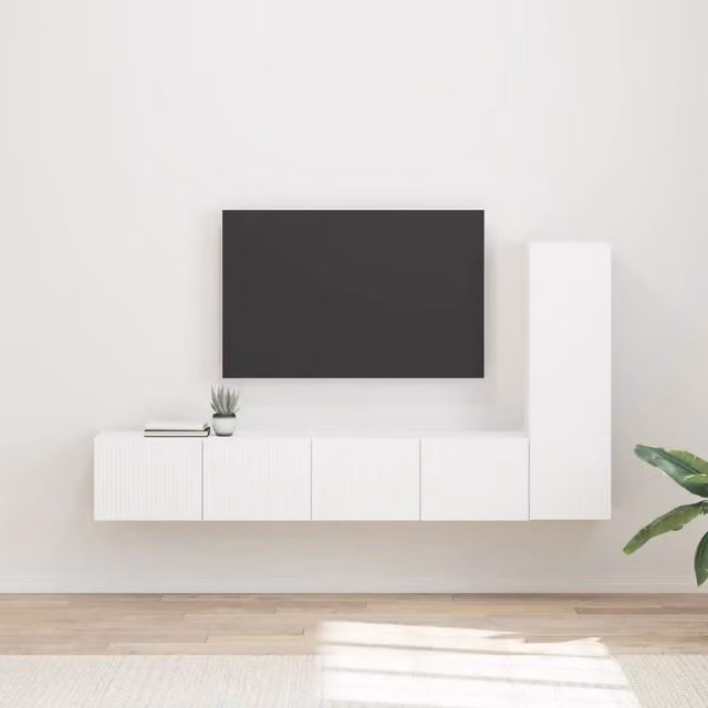 Set mobile TV 3 pz Bianco Legno ingegnerizzato 3408988