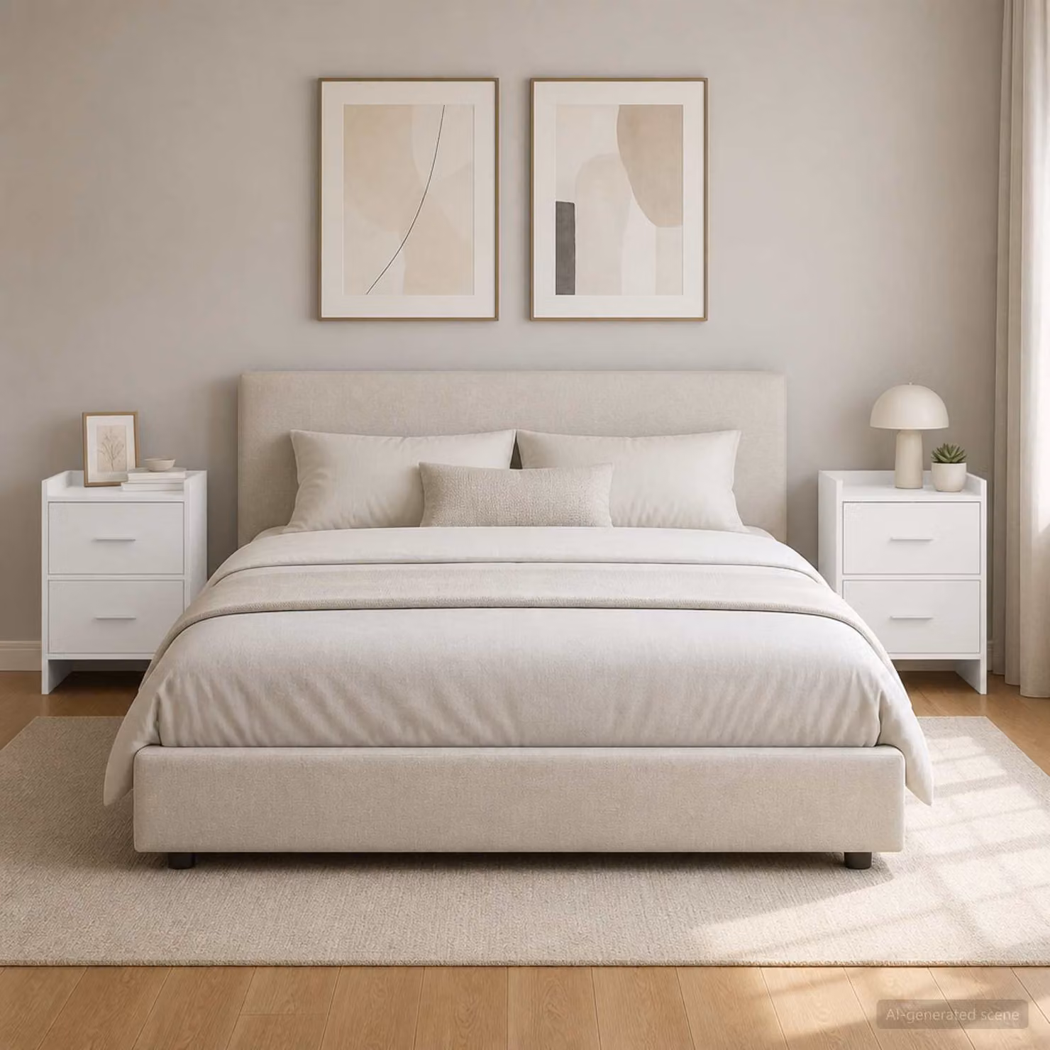 Set di 2 comodini moderni vidaXL in legno MDF e metallo, colore bianco opaco, L 40 cm x P 30 cm x H 60 cm