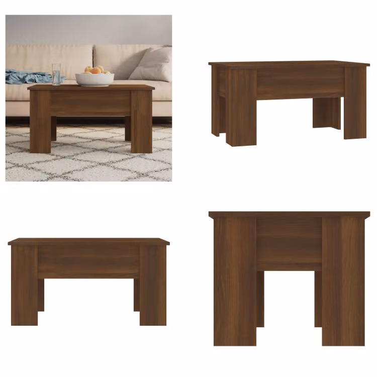 vidaXL Tavolino da caffè marrone effetto quercia 79x49x41 cm materiale a base di legno - Tavolino da caffè - Tavolini da caffè regolabili in altezza - Tavolino laterale