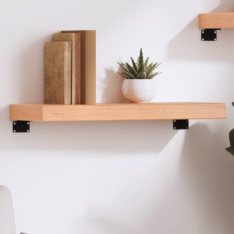 Ripiano da muro vidaXL in legno di rovere massello marrone chiaro L 60 cm x P 20 cm x H 6 cm