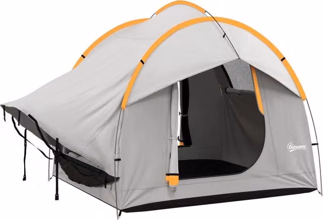 Tenda Garage Auto Impermeabile XYLO con 3 Porte in Poliestere e Fibra di Vetro, L/P/H: 239 x 210 x 210 cm, Grigio Arancione