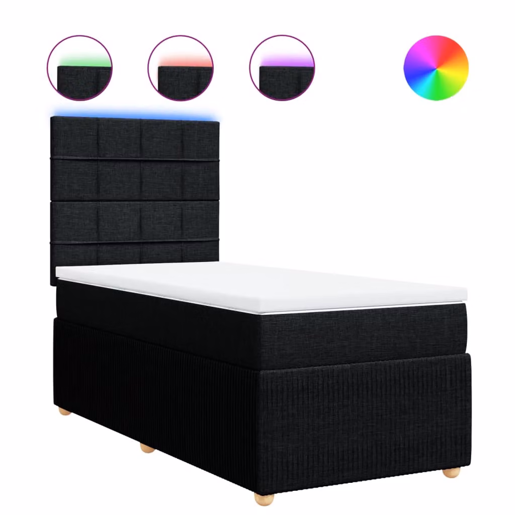 Giroletto a Molle con Materasso Nero 100x200 cm in Tessuto