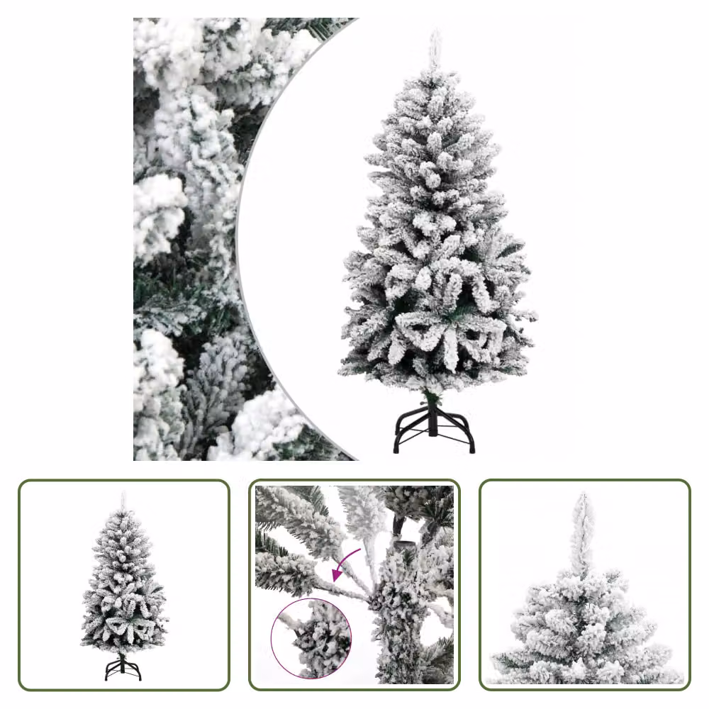The Living Store Albero di Natale Artificiale Pieghevole Coperto di Neve 150 cm