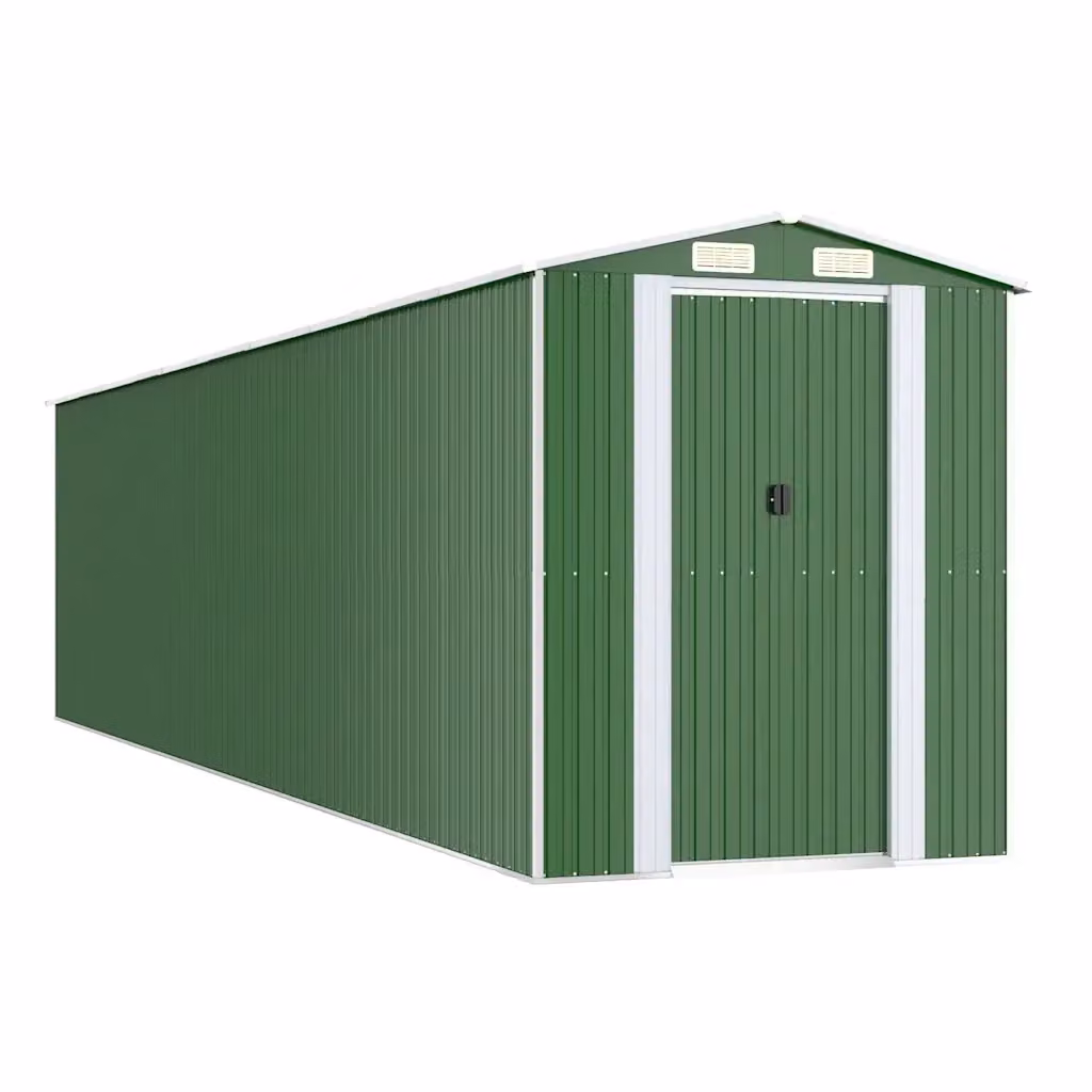 Capanno da Giardino Videx in Acciaio Zincato Verde con Porta Scorrevol e Ventilazione Laterale L/P/H: 855 x 192 x 223 cm – 2